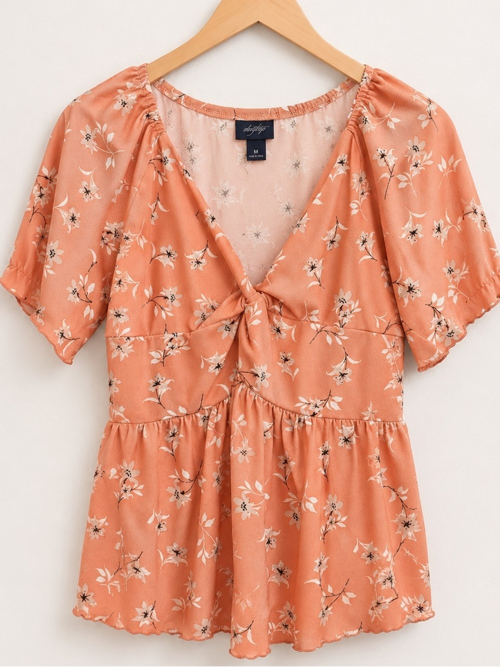 Daytrip Women’s Medium Floral Tie Front Peplum Blouse Boho Top Medium